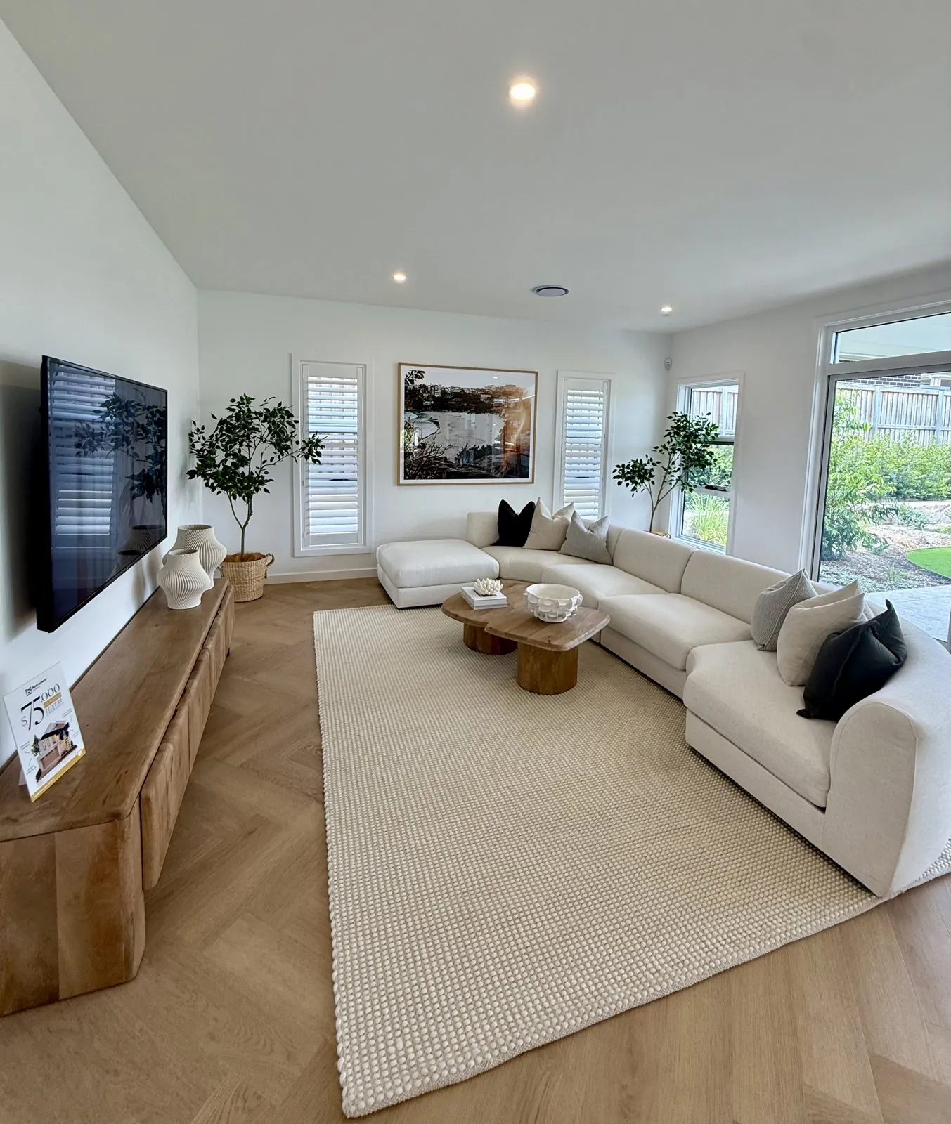 Living area LED downlights installed by Cozlec